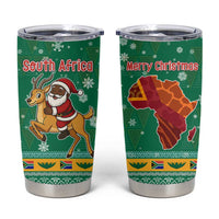 South Africa Christmas Tumbler Cup Santa Reindeer and Africa Map - Wonder Print Shop