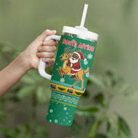 South Africa Christmas Tumbler With Handle Santa Reindeer and Africa Map - Wonder Print Shop