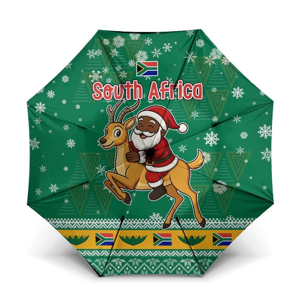 South Africa Christmas Umbrella Santa Reindeer and Africa Map - Wonder Print Shop