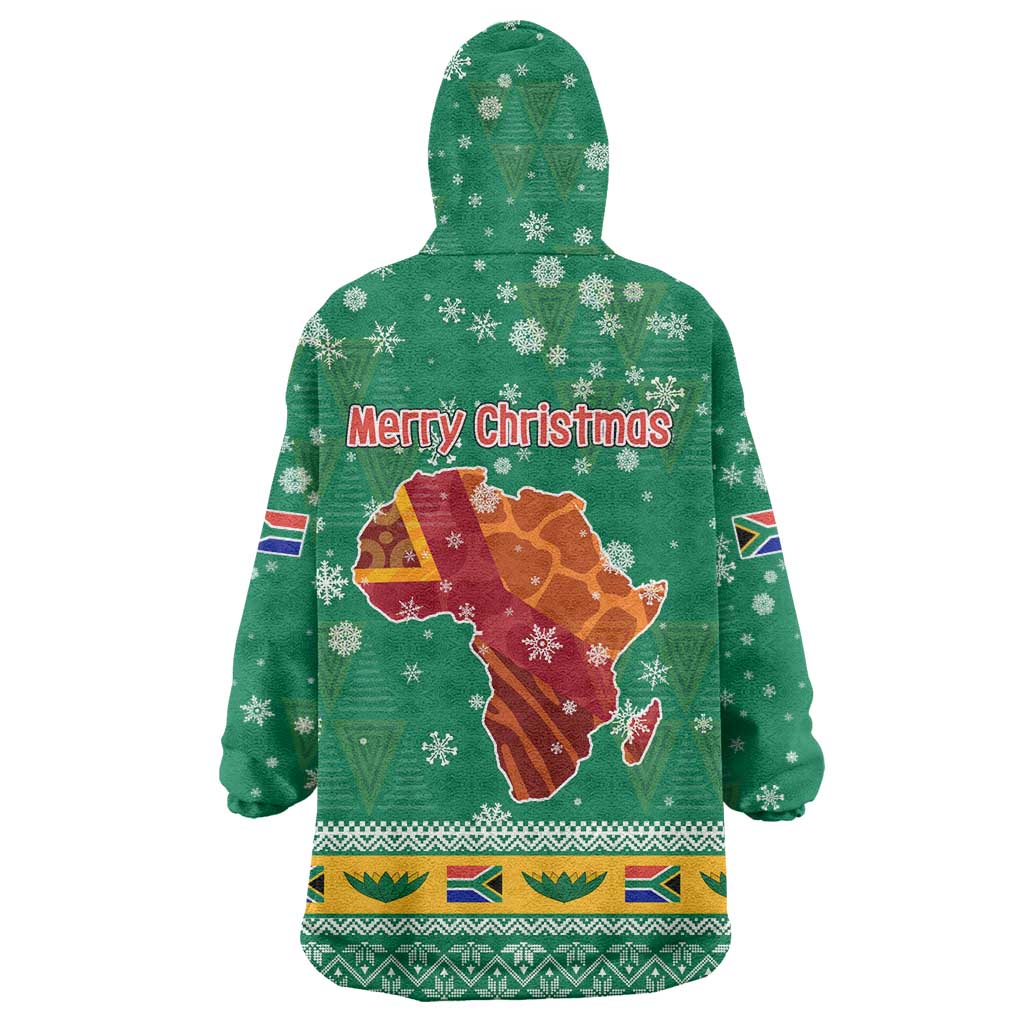 South Africa Christmas Wearable Blanket Hoodie Santa Reindeer and Africa Map - Wonder Print Shop