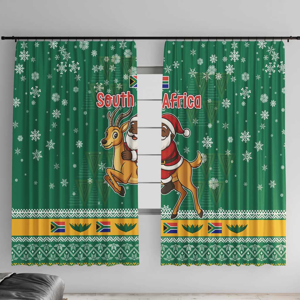 South Africa Christmas Window Curtain Santa Reindeer and Africa Map - Wonder Print Shop