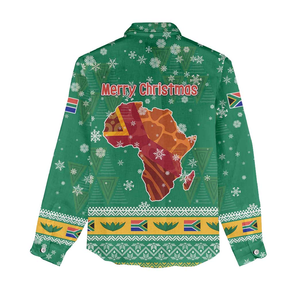 South Africa Christmas Women Casual Shirt Santa Reindeer and Africa Map - Wonder Print Shop