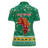 South Africa Christmas Women Polo Shirt Santa Reindeer and Africa Map - Wonder Print Shop