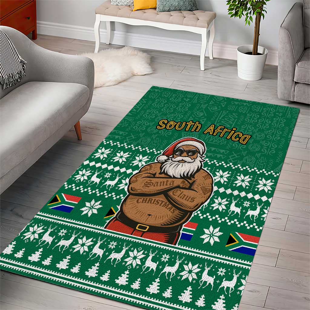 South Africa Christmas Area Rug Christmas Santa Claus Tattoo - Wonder Print Shop