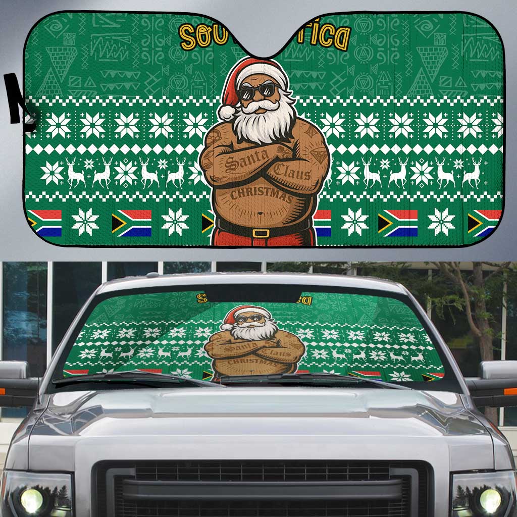 South Africa Christmas Auto Sun Shade Christmas Santa Claus Tattoo - Wonder Print Shop