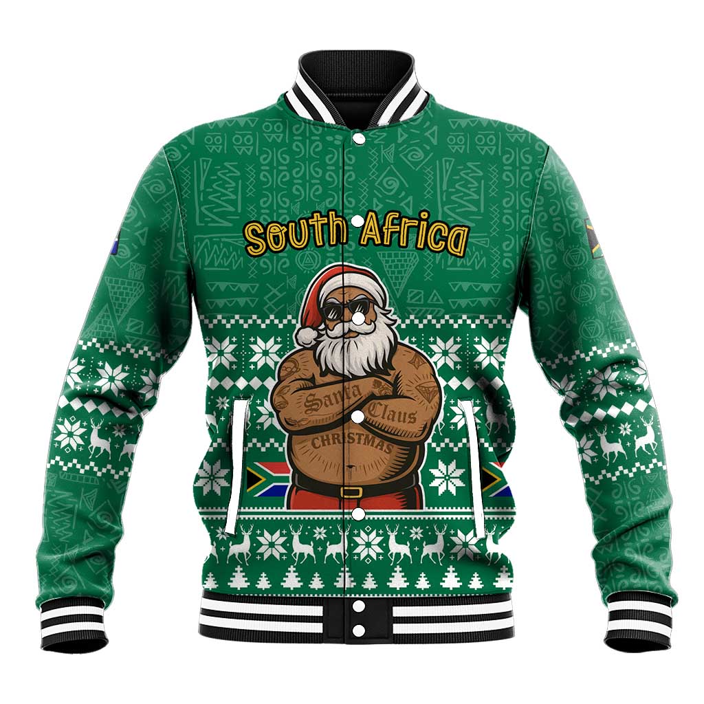 South Africa Christmas Baseball Jacket Christmas Santa Claus Tattoo - Wonder Print Shop