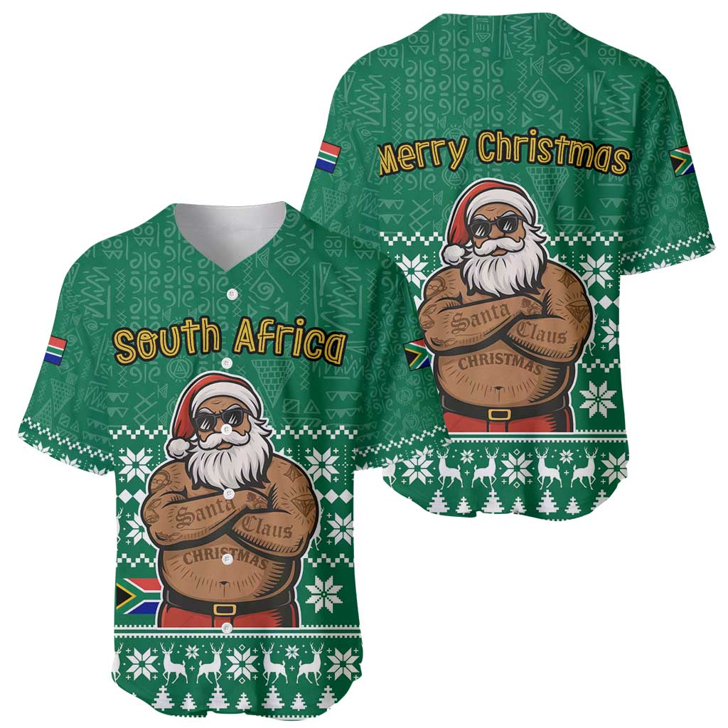 South Africa Christmas Baseball Jersey Christmas Santa Claus Tattoo - Wonder Print Shop