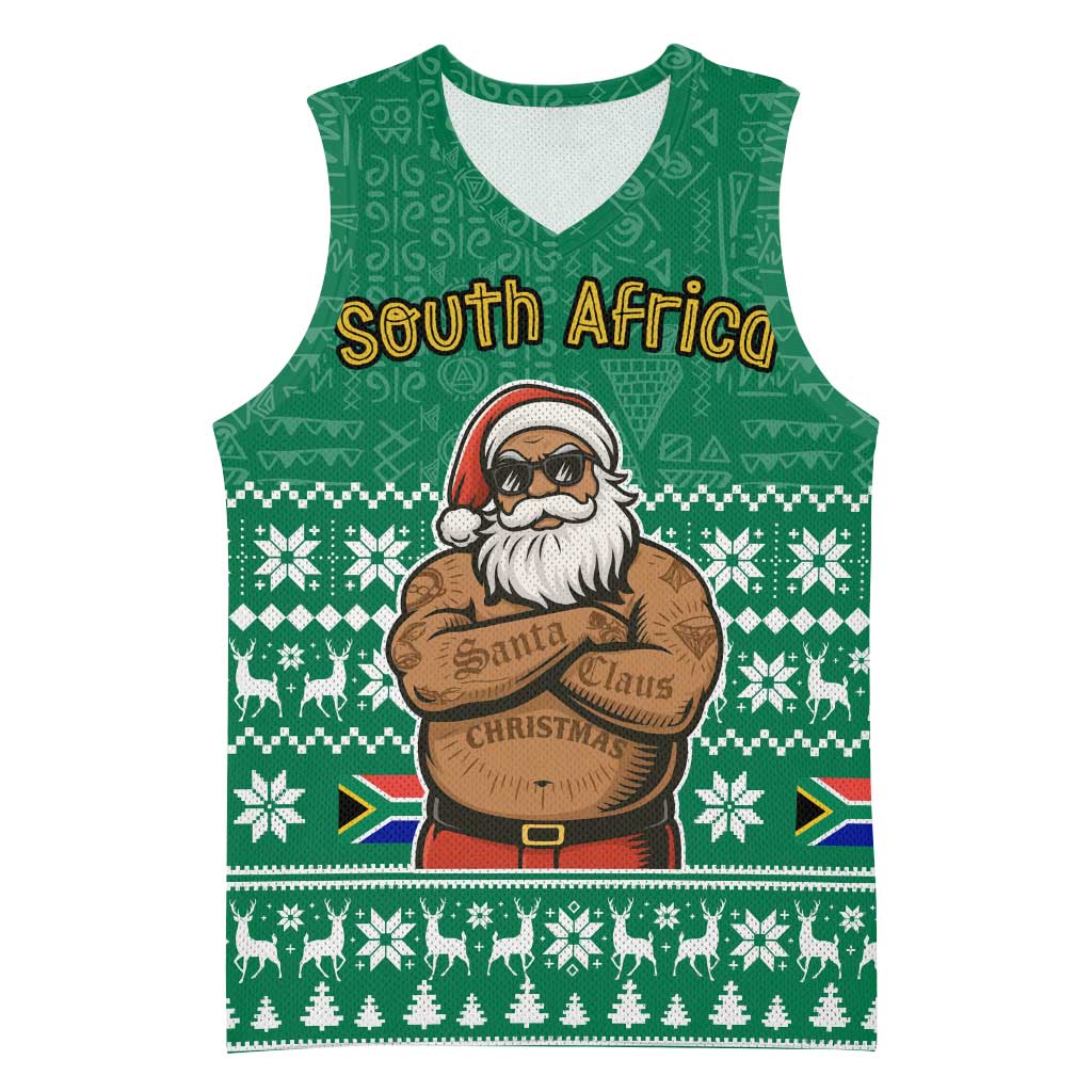 South Africa Christmas Basketball Jersey Christmas Santa Claus Tattoo - Wonder Print Shop