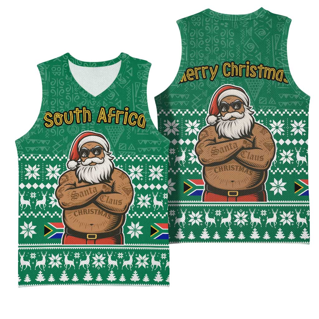 South Africa Christmas Basketball Jersey Christmas Santa Claus Tattoo - Wonder Print Shop