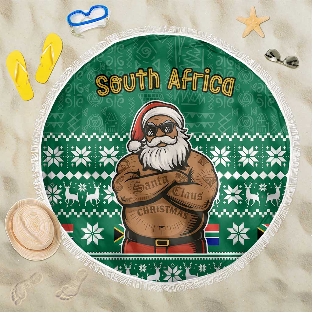 South Africa Christmas Beach Blanket Christmas Santa Claus Tattoo - Wonder Print Shop