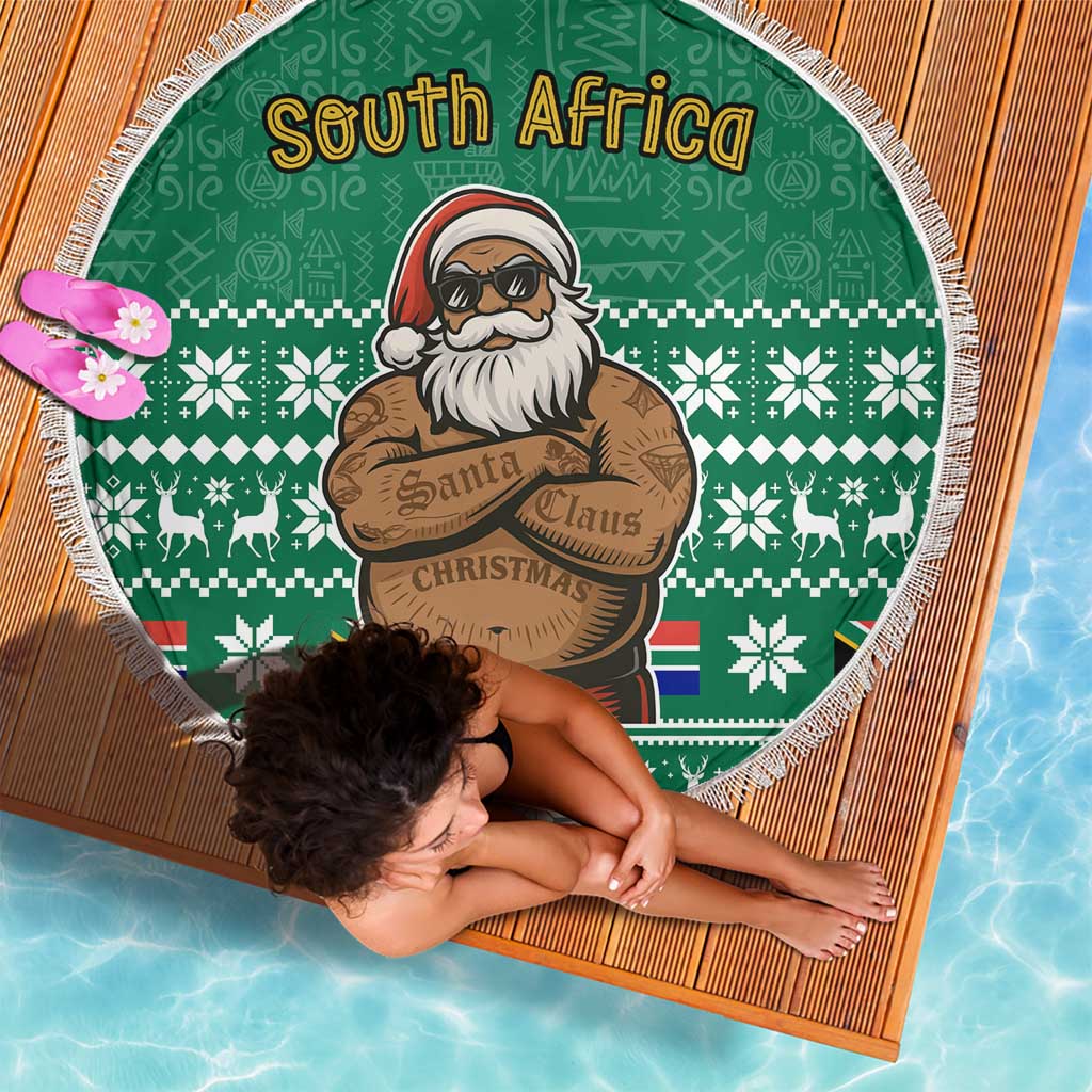 South Africa Christmas Beach Blanket Christmas Santa Claus Tattoo - Wonder Print Shop