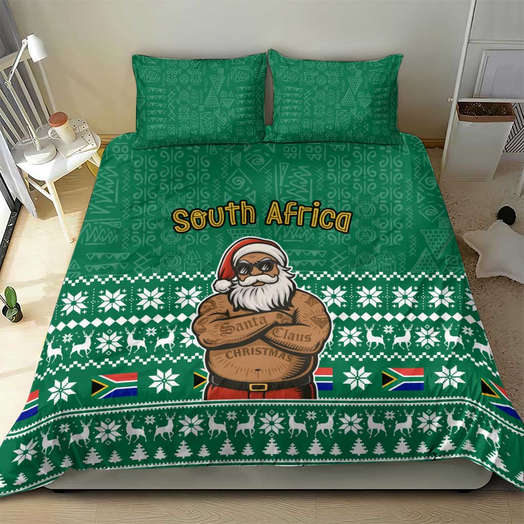 South Africa Christmas Bedding Set Christmas Santa Claus Tattoo - Wonder Print Shop