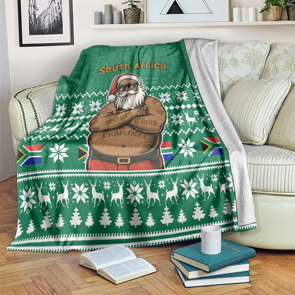 South Africa Christmas Blanket Christmas Santa Claus Tattoo - Wonder Print Shop