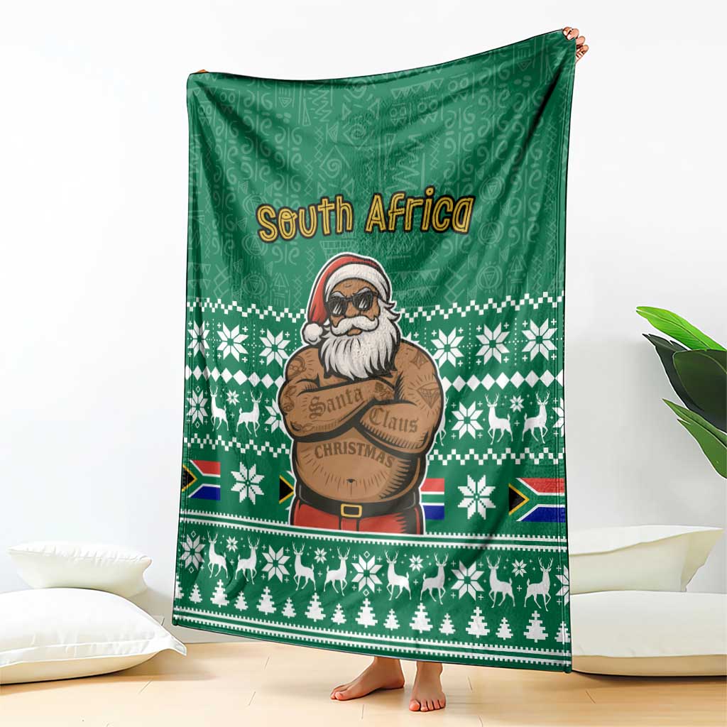 South Africa Christmas Blanket Christmas Santa Claus Tattoo - Wonder Print Shop