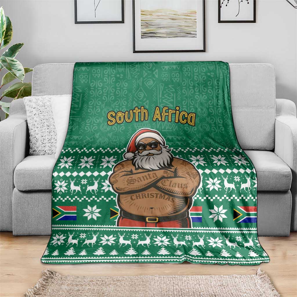South Africa Christmas Blanket Christmas Santa Claus Tattoo - Wonder Print Shop