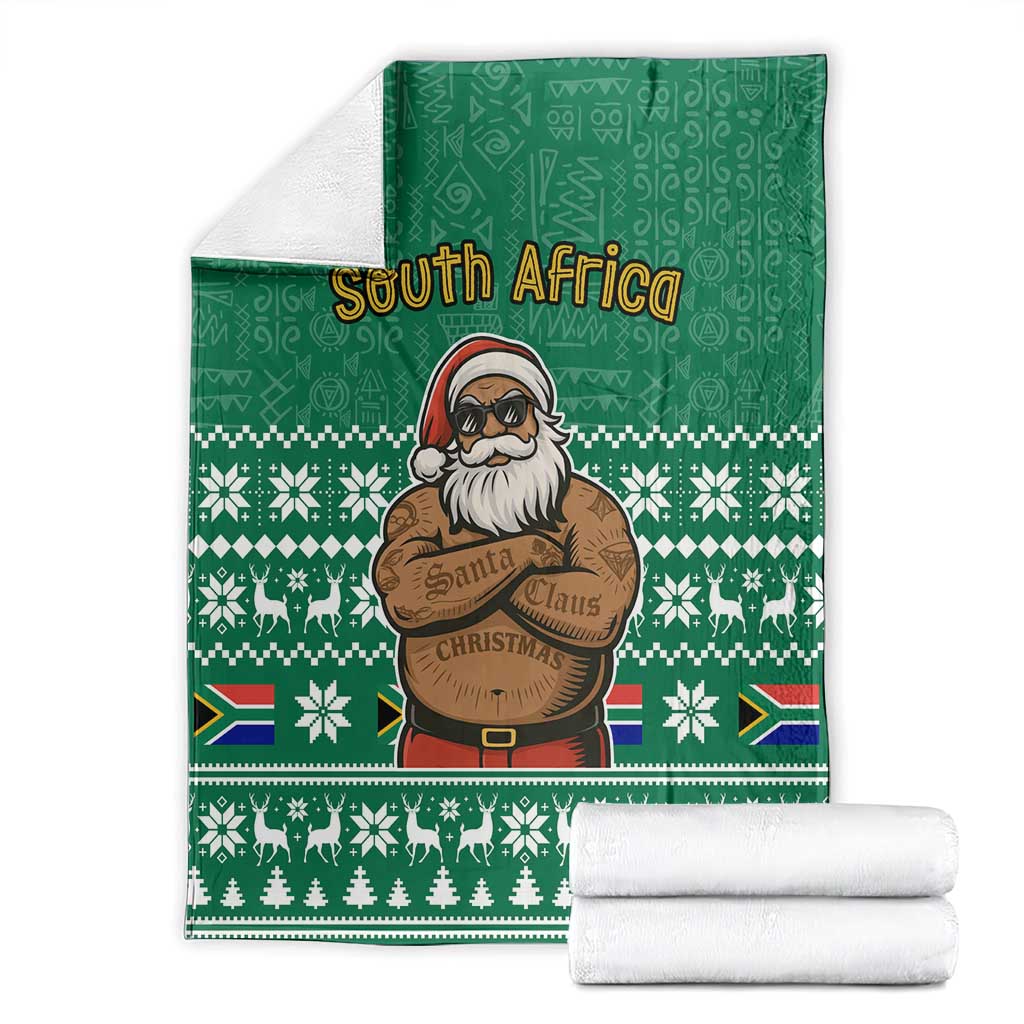 South Africa Christmas Blanket Christmas Santa Claus Tattoo - Wonder Print Shop