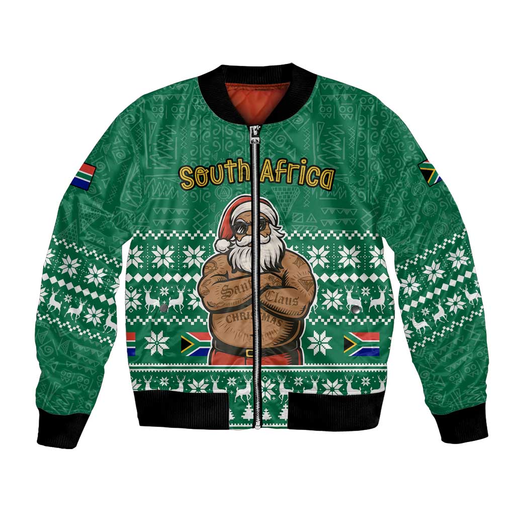 South Africa Christmas Bomber Jacket Christmas Santa Claus Tattoo - Wonder Print Shop