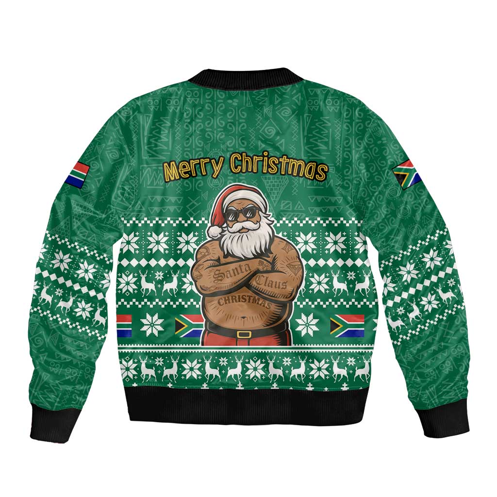 South Africa Christmas Bomber Jacket Christmas Santa Claus Tattoo - Wonder Print Shop