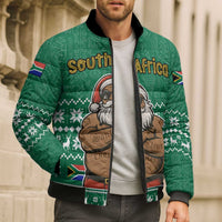 South Africa Christmas Bomber Puffer Jacket Christmas Santa Claus Tattoo - Wonder Print Shop