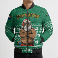 South Africa Christmas Bomber Puffer Jacket Christmas Santa Claus Tattoo - Wonder Print Shop