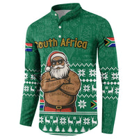 South Africa Christmas Button Sweatshirt Christmas Santa Claus Tattoo - Wonder Print Shop
