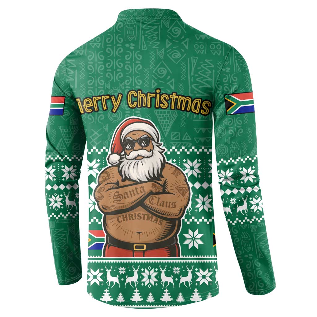 South Africa Christmas Button Sweatshirt Christmas Santa Claus Tattoo - Wonder Print Shop