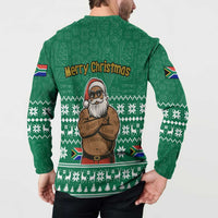 South Africa Christmas Button Sweatshirt Christmas Santa Claus Tattoo - Wonder Print Shop