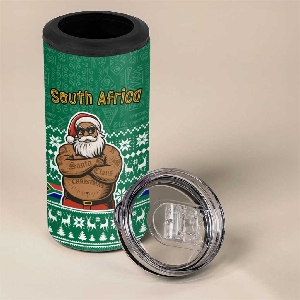 South Africa Christmas 4 in 1 Can Cooler Tumbler Christmas Santa Claus Tattoo - Wonder Print Shop