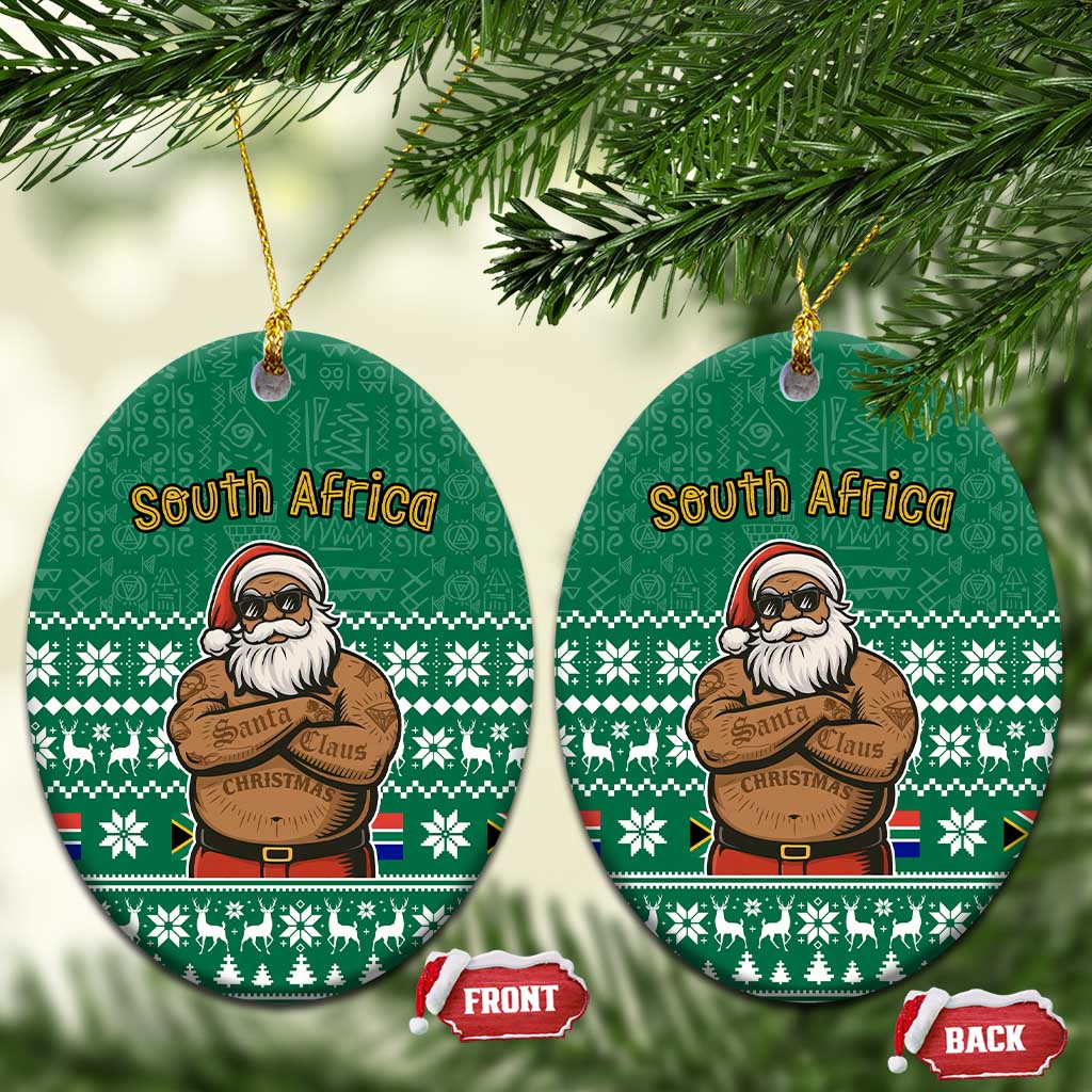 South Africa Christmas Ceramic Ornament Christmas Santa Claus Tattoo - Wonder Print Shop