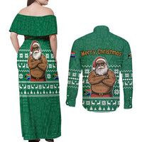 South Africa Christmas Couples Matching Off Shoulder Maxi Dress and Long Sleeve Button Shirt Christmas Santa Claus Tattoo - Wonder Print Shop