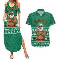 South Africa Christmas Couples Matching Summer Maxi Dress and Hawaiian Shirt Christmas Santa Claus Tattoo - Wonder Print Shop