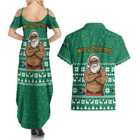 South Africa Christmas Couples Matching Summer Maxi Dress and Hawaiian Shirt Christmas Santa Claus Tattoo - Wonder Print Shop