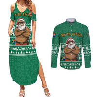 South Africa Christmas Couples Matching Summer Maxi Dress and Long Sleeve Button Shirt Christmas Santa Claus Tattoo - Wonder Print Shop
