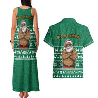 South Africa Christmas Couples Matching Tank Maxi Dress and Hawaiian Shirt Christmas Santa Claus Tattoo - Wonder Print Shop