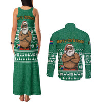 South Africa Christmas Couples Matching Tank Maxi Dress and Long Sleeve Button Shirt Christmas Santa Claus Tattoo - Wonder Print Shop