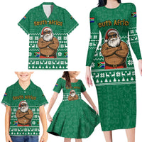 South Africa Christmas Family Matching Long Sleeve Bodycon Dress and Hawaiian Shirt Christmas Santa Claus Tattoo - Wonder Print Shop