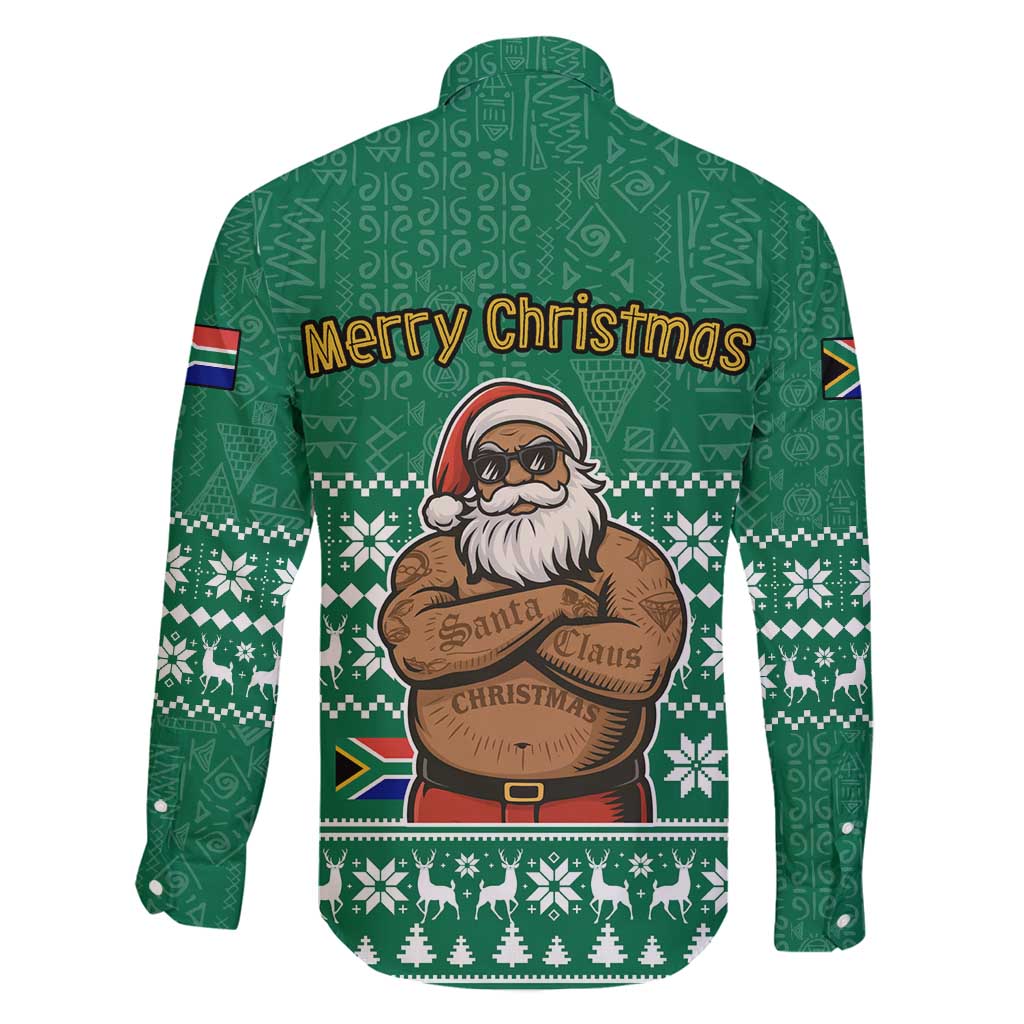 South Africa Christmas Family Matching Long Sleeve Bodycon Dress and Hawaiian Shirt Christmas Santa Claus Tattoo - Wonder Print Shop