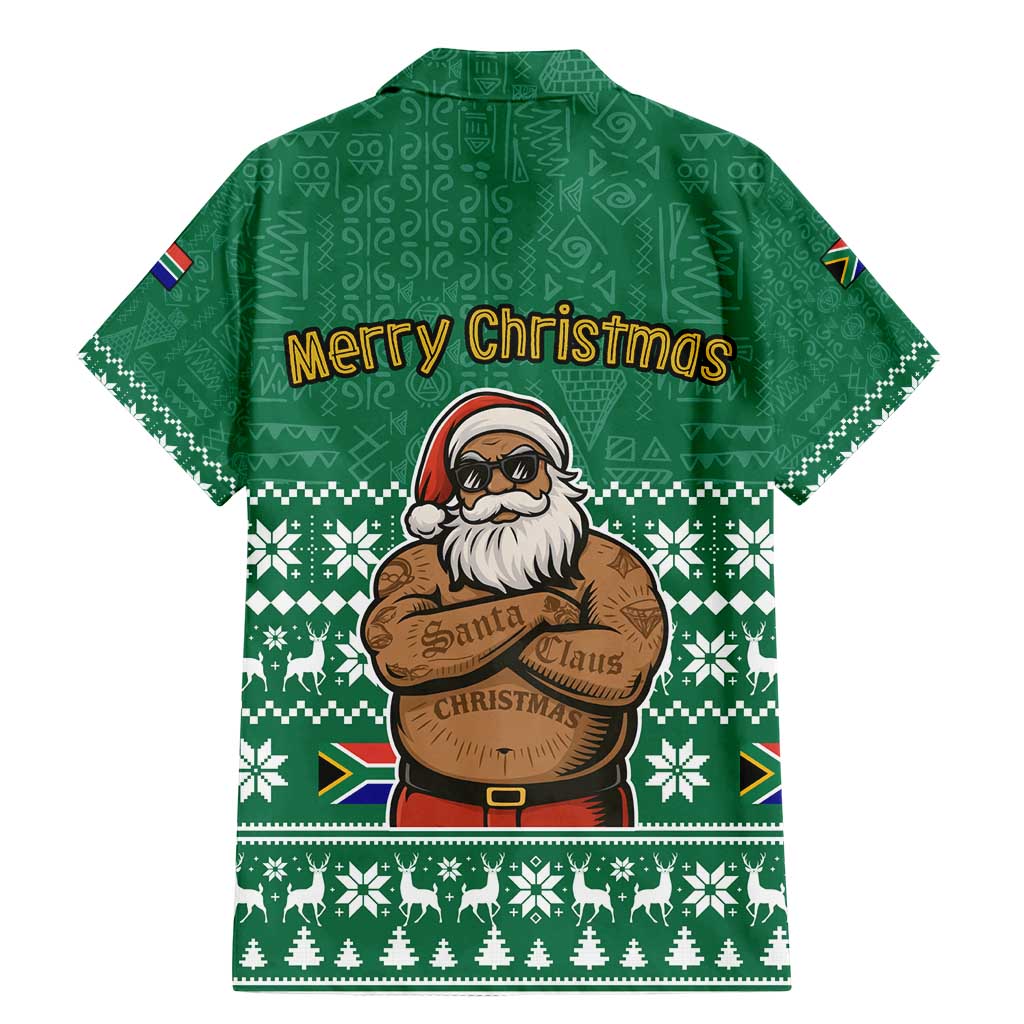South Africa Christmas Family Matching Mermaid Dress and Hawaiian Shirt Christmas Santa Claus Tattoo - Wonder Print Shop
