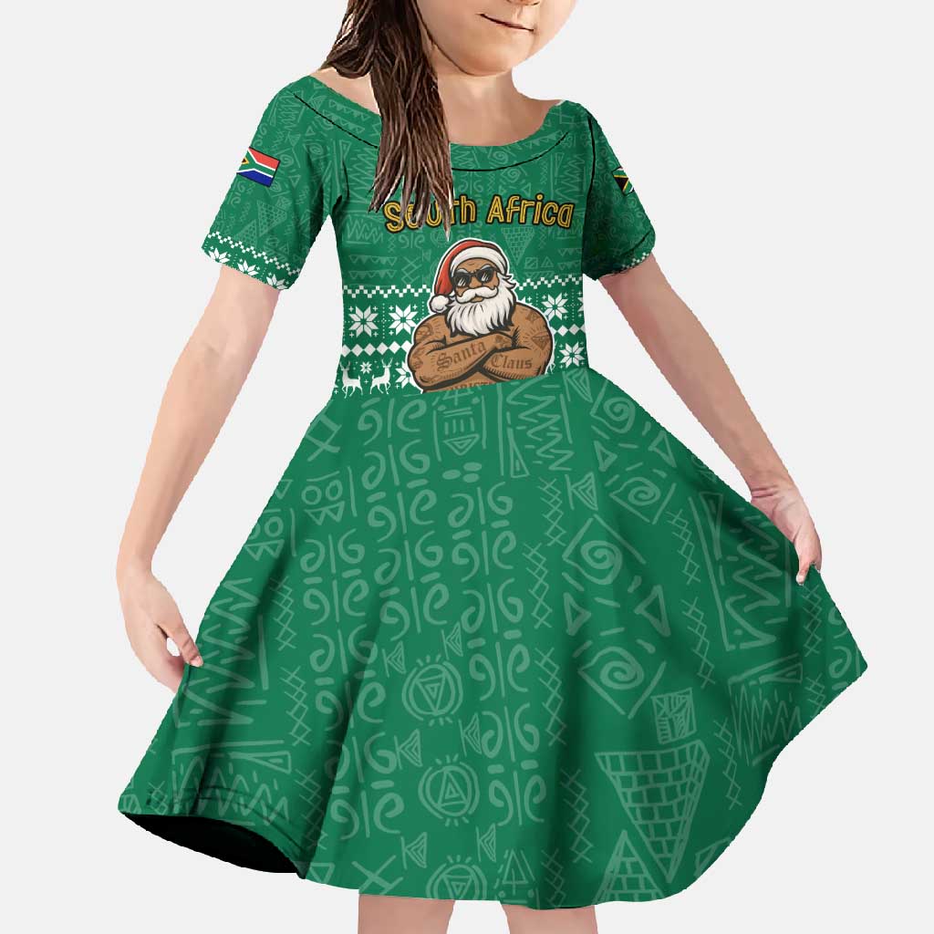 South Africa Christmas Family Matching Off Shoulder Maxi Dress and Hawaiian Shirt Christmas Santa Claus Tattoo - Wonder Print Shop