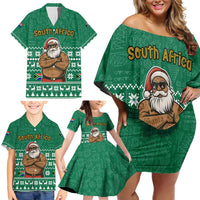 South Africa Christmas Family Matching Off Shoulder Short Dress and Hawaiian Shirt Christmas Santa Claus Tattoo - Wonder Print Shop