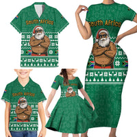 South Africa Christmas Family Matching Short Sleeve Bodycon Dress and Hawaiian Shirt Christmas Santa Claus Tattoo - Wonder Print Shop