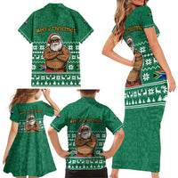 South Africa Christmas Family Matching Short Sleeve Bodycon Dress and Hawaiian Shirt Christmas Santa Claus Tattoo - Wonder Print Shop