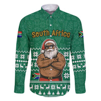 South Africa Christmas Family Matching Short Sleeve Bodycon Dress and Hawaiian Shirt Christmas Santa Claus Tattoo - Wonder Print Shop