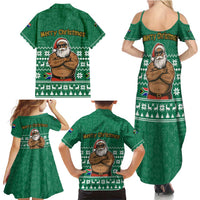 South Africa Christmas Family Matching Summer Maxi Dress and Hawaiian Shirt Christmas Santa Claus Tattoo - Wonder Print Shop