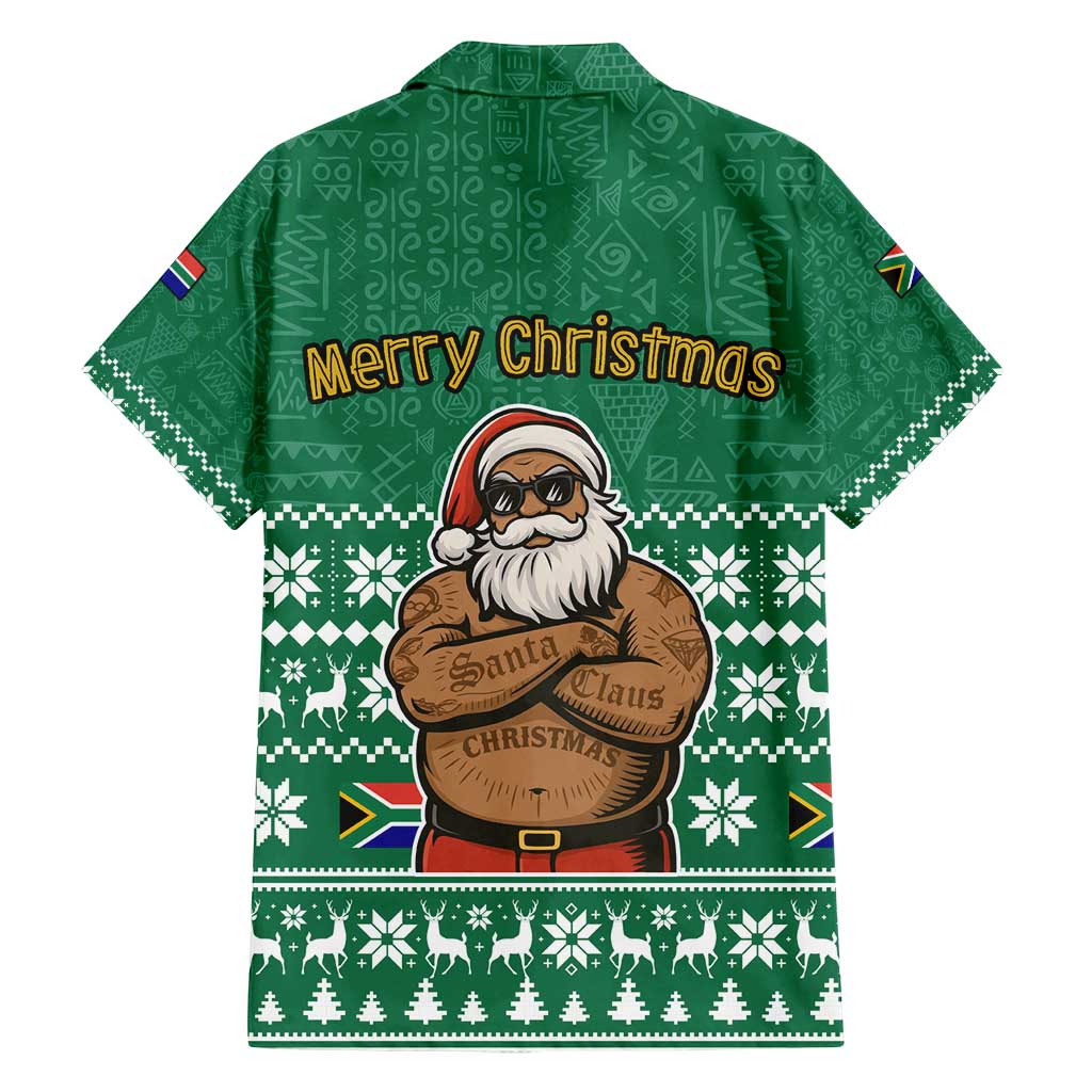 South Africa Christmas Family Matching Summer Maxi Dress and Hawaiian Shirt Christmas Santa Claus Tattoo - Wonder Print Shop
