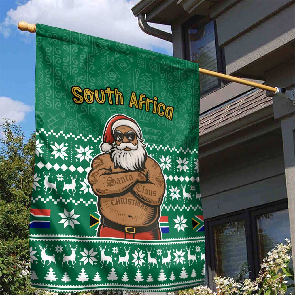 South Africa Christmas Garden Flag Christmas Santa Claus Tattoo - Wonder Print Shop