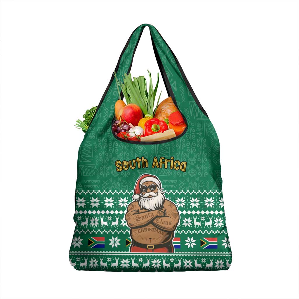 South Africa Christmas Grocery Bag Christmas Santa Claus Tattoo - Wonder Print Shop