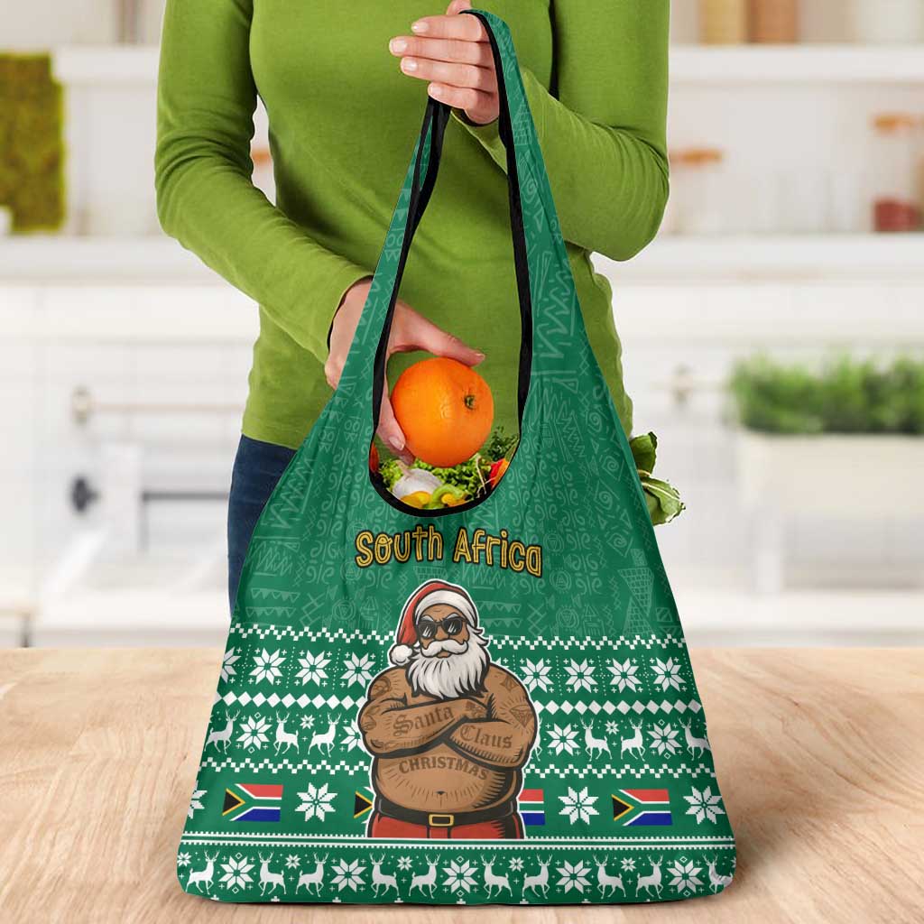 South Africa Christmas Grocery Bag Christmas Santa Claus Tattoo - Wonder Print Shop