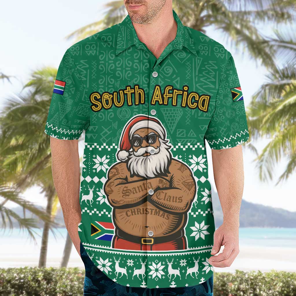 South Africa Christmas Hawaiian Shirt Christmas Santa Claus Tattoo - Wonder Print Shop