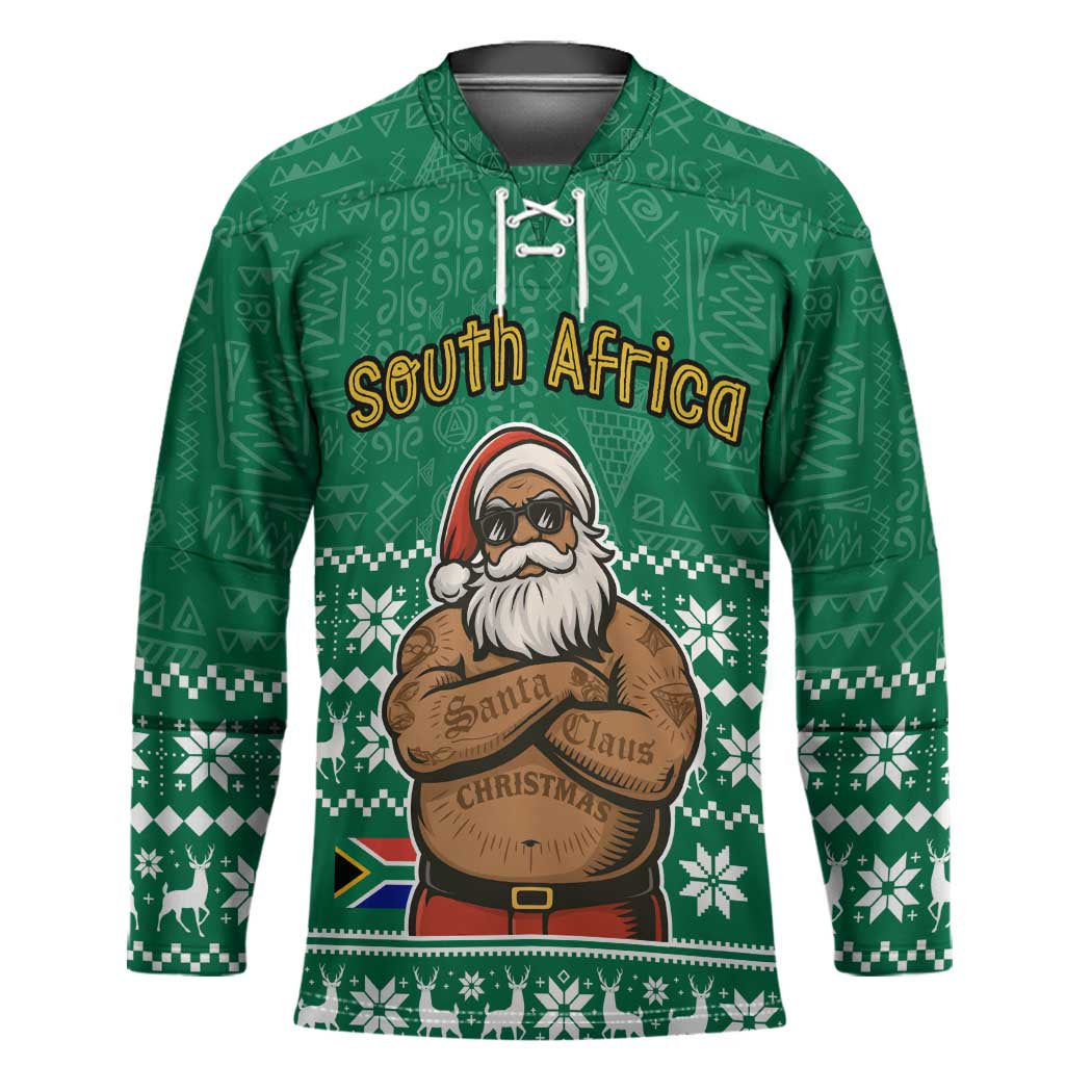 South Africa Christmas Hockey Jersey Christmas Santa Claus Tattoo - Wonder Print Shop
